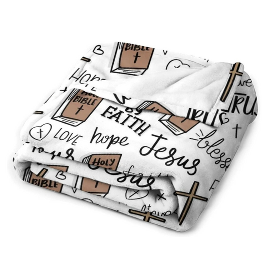 Christian Cross Throw Blanket – Soft Faith-Inspired Fleece for Home