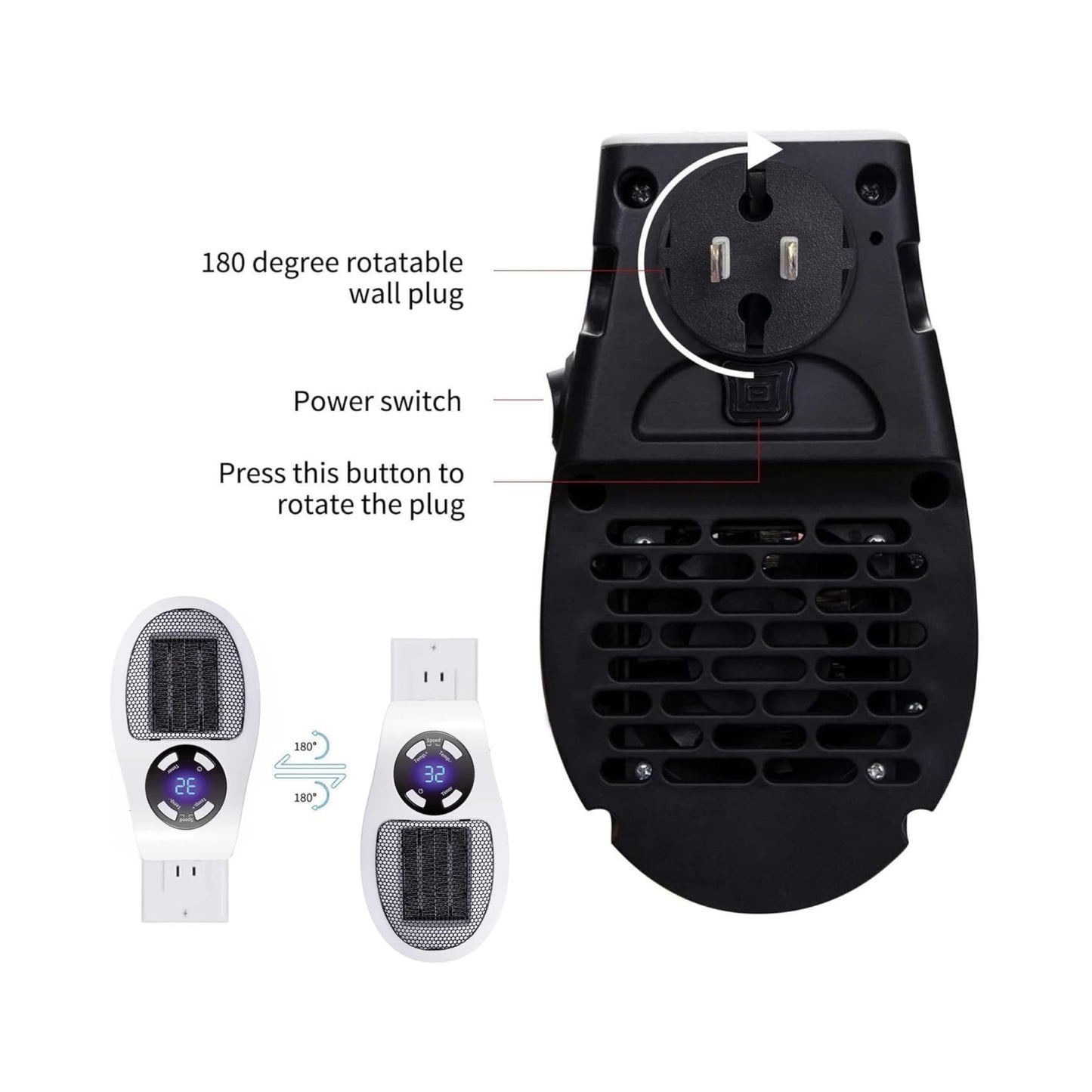 Portable Electric Space Heater – 500W Plug-In Indoor Heater