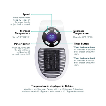 Portable Electric Space Heater – 500W Plug-In Indoor Heater