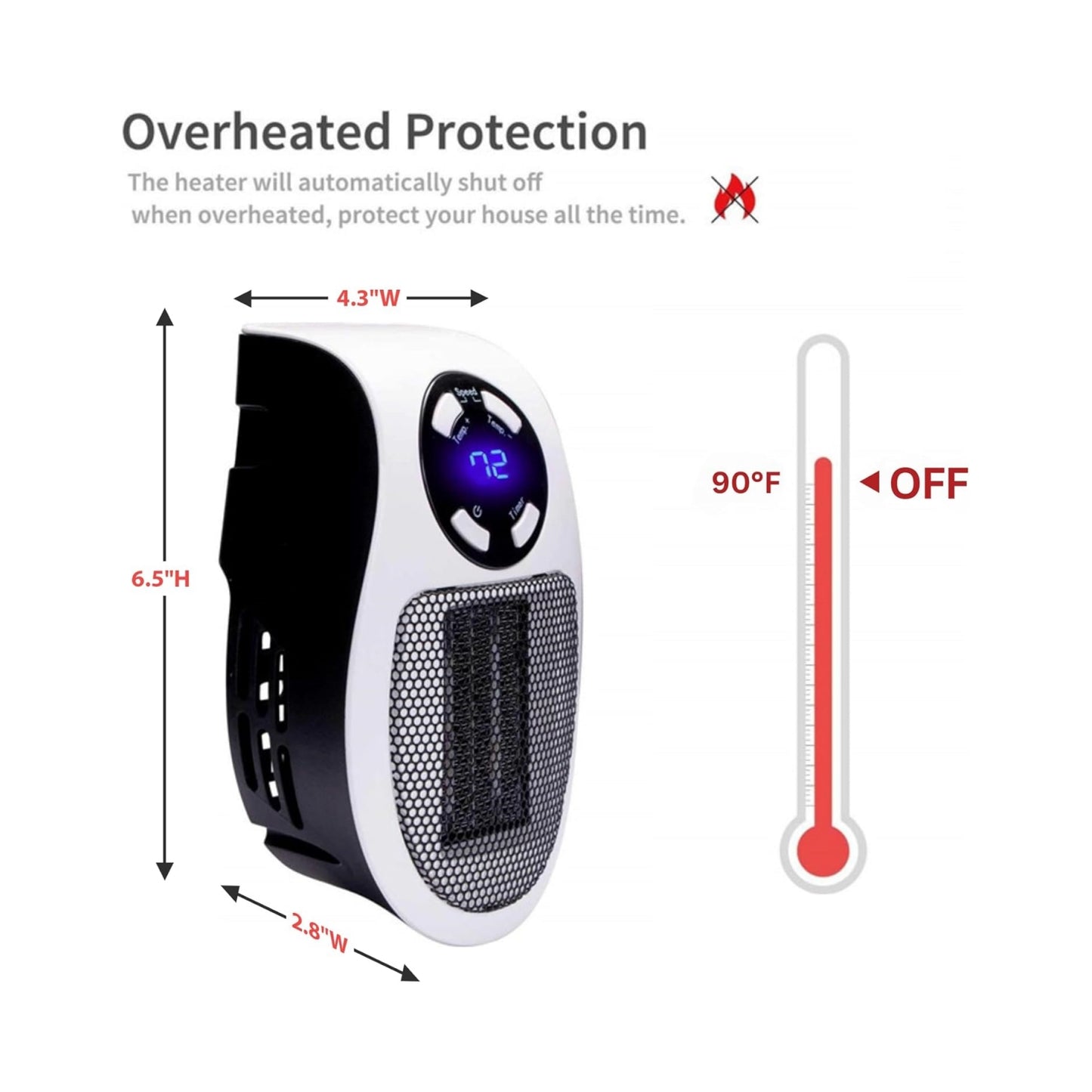 Portable Electric Space Heater – 500W Plug-In Indoor Heater