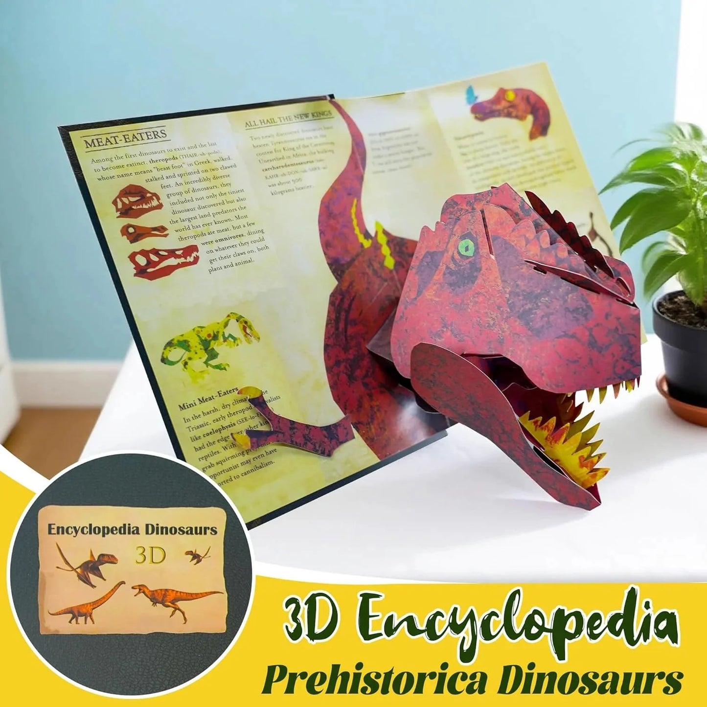 3D Prehistoric Dinosaur Pop-Up Encyclopedia for Kids