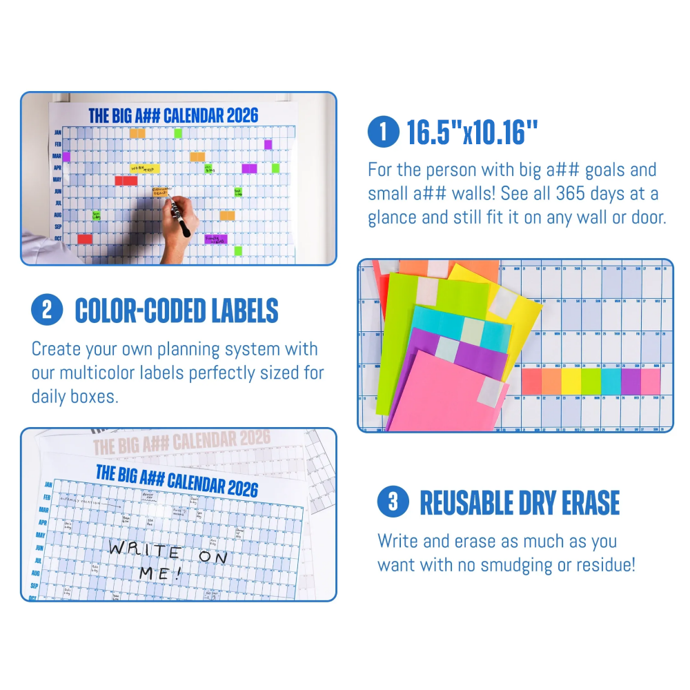 2026 The Mini Big A## Dry Erase Wall Calendar with Stickers