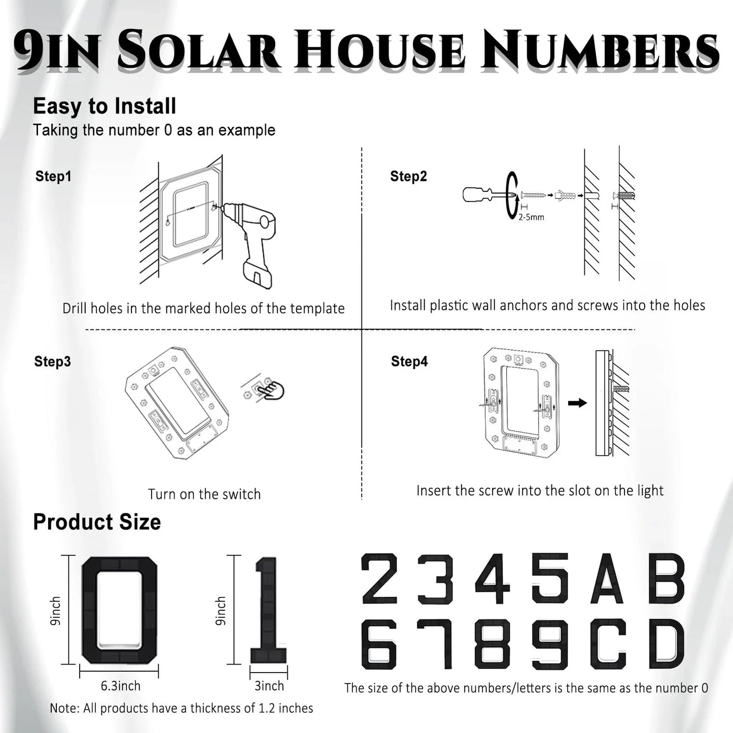 9 Inch Solar Lighted House Numbers for Outside