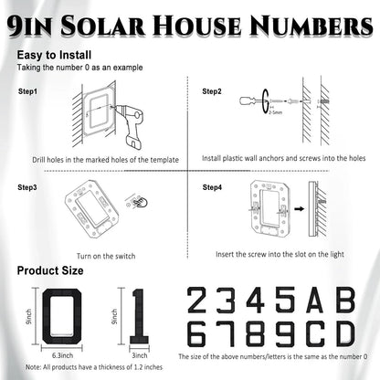 9 Inch Solar Lighted House Numbers for Outside