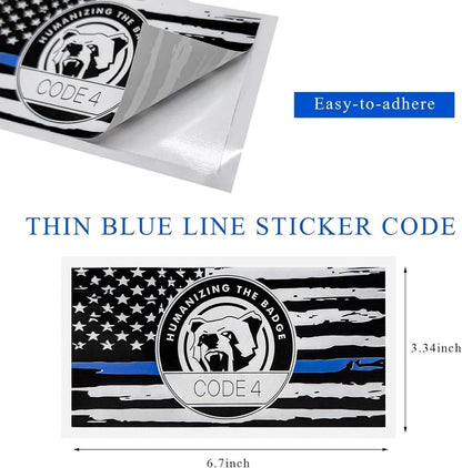 6 PCS Thin Blue Line Flag Car Decal - Police Support Stickers